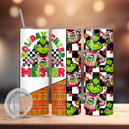 Holiday Green Cheer Meister (matches shirt) Transfer Tumbler Wrap 20oz (read description)