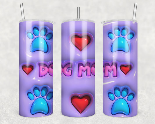 3D Dog Mom 3D Look Sublimation Transfer Tumbler Wrap 20oz (read description)