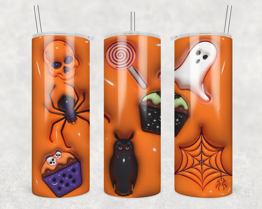 3D Halloween Fun 3D Look Sublimation Transfer Tumbler Wrap 20oz (read description)