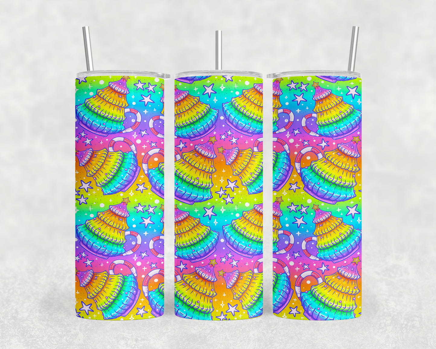 Rainbow Christmas Mug (matches shirt) Transfer Tumbler Wrap 20oz (read description)