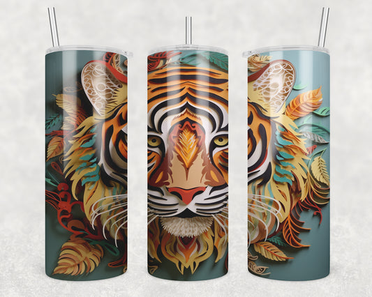 3D Tiger Sublimation Transfer Tumbler Wrap 20oz (read description)