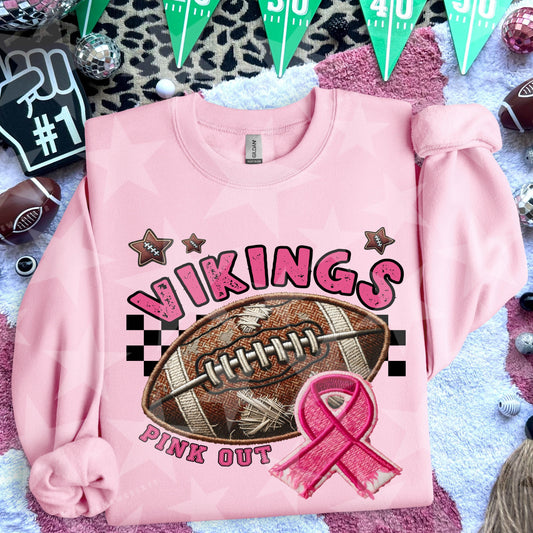 Vikings Pink Out Faux Embroidery DTF & Sublimation Transfer