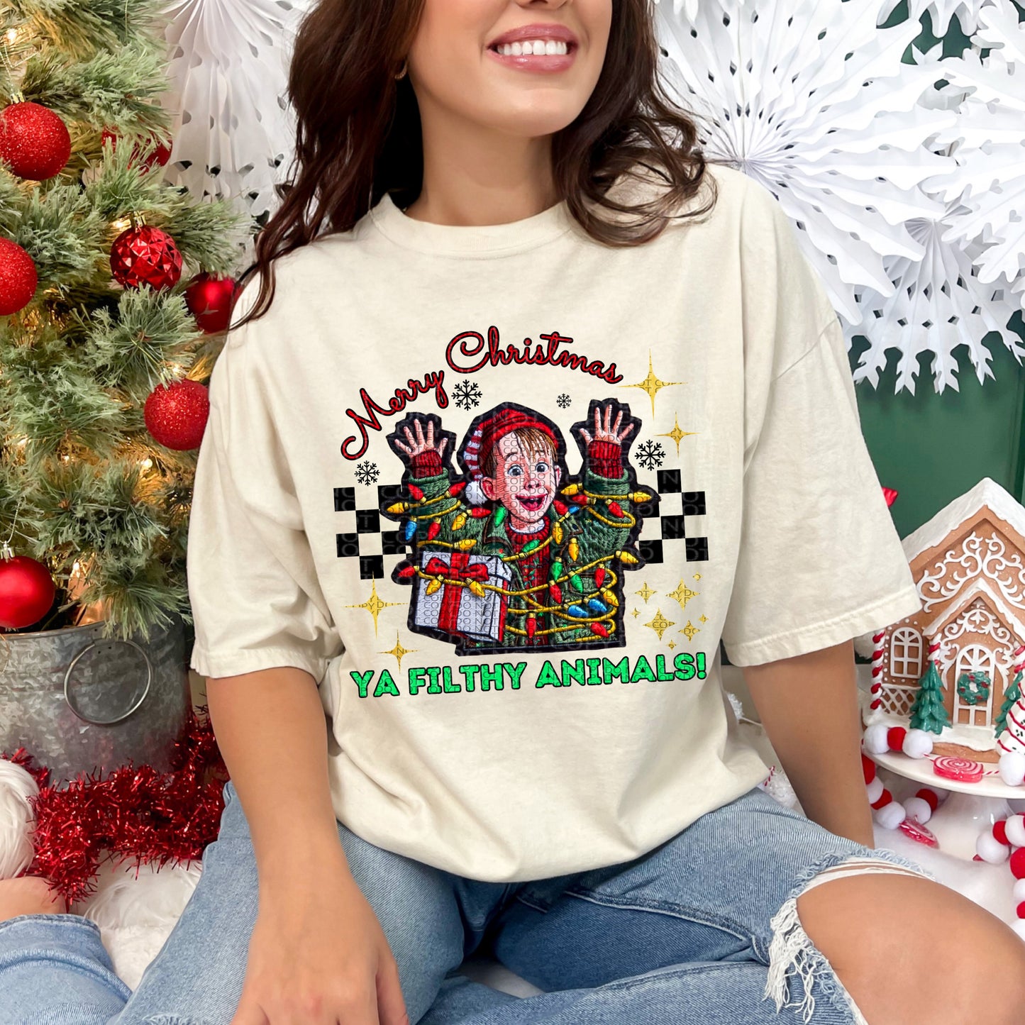 Xmas Filthy Animals Faux Embroidery DTF & Sublimation Transfer