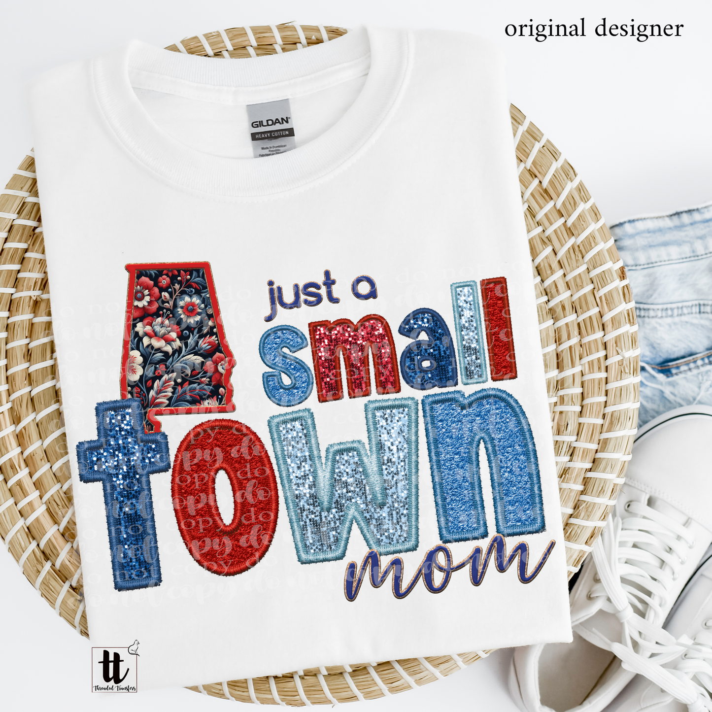 Alabama Small Town **EXCLUSIVE** Faux Embroidery, Chenille, & Sparkles DTF & Sublimation Transfer