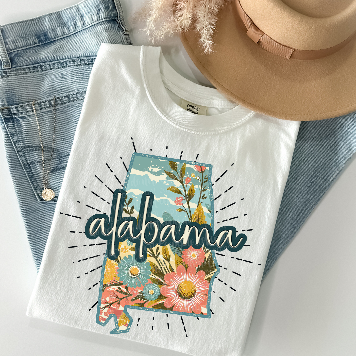 Alabama Retro Floral DTF & Sublimation Transfer