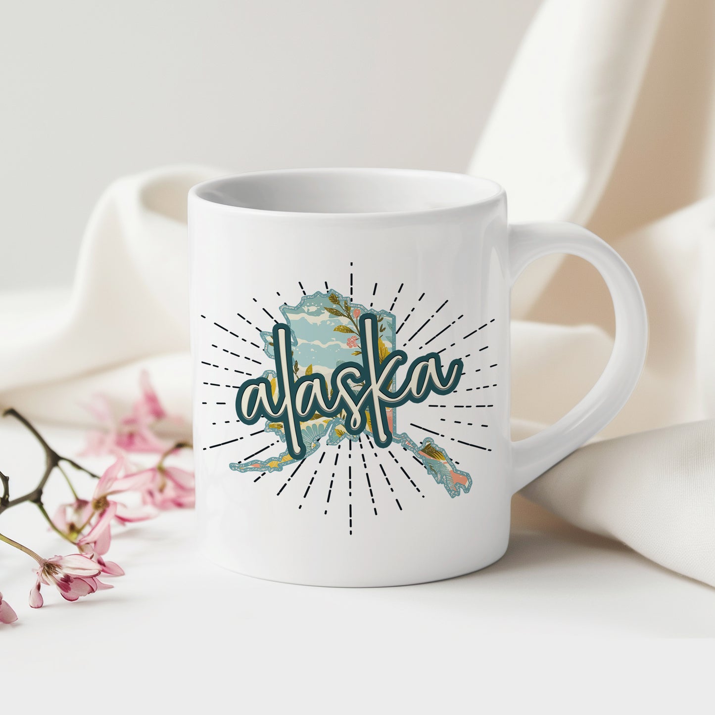 Alaska Retro Floral (matches shirt) UV DTF Transfer