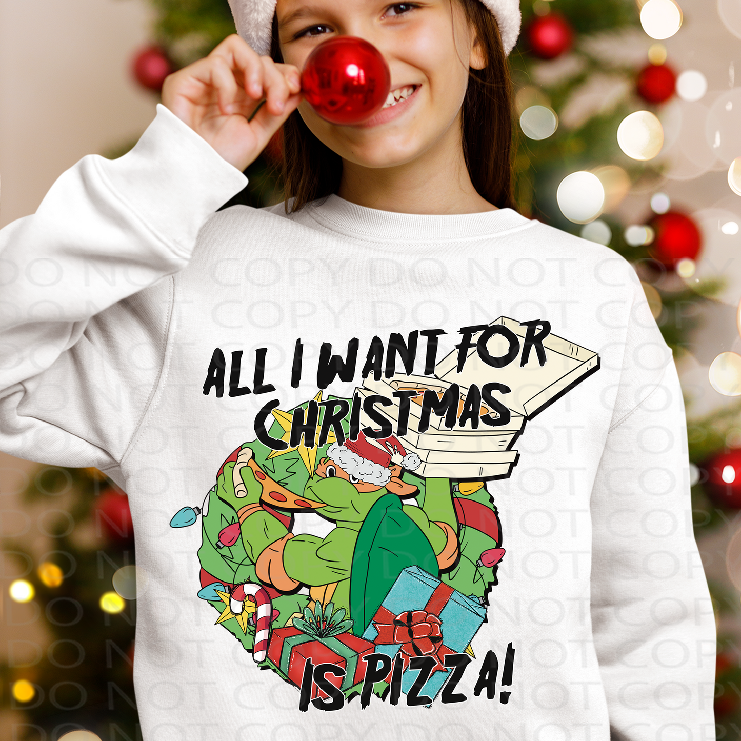 All I Want for Christmas is Pizza DTF & Sublimation Transfer