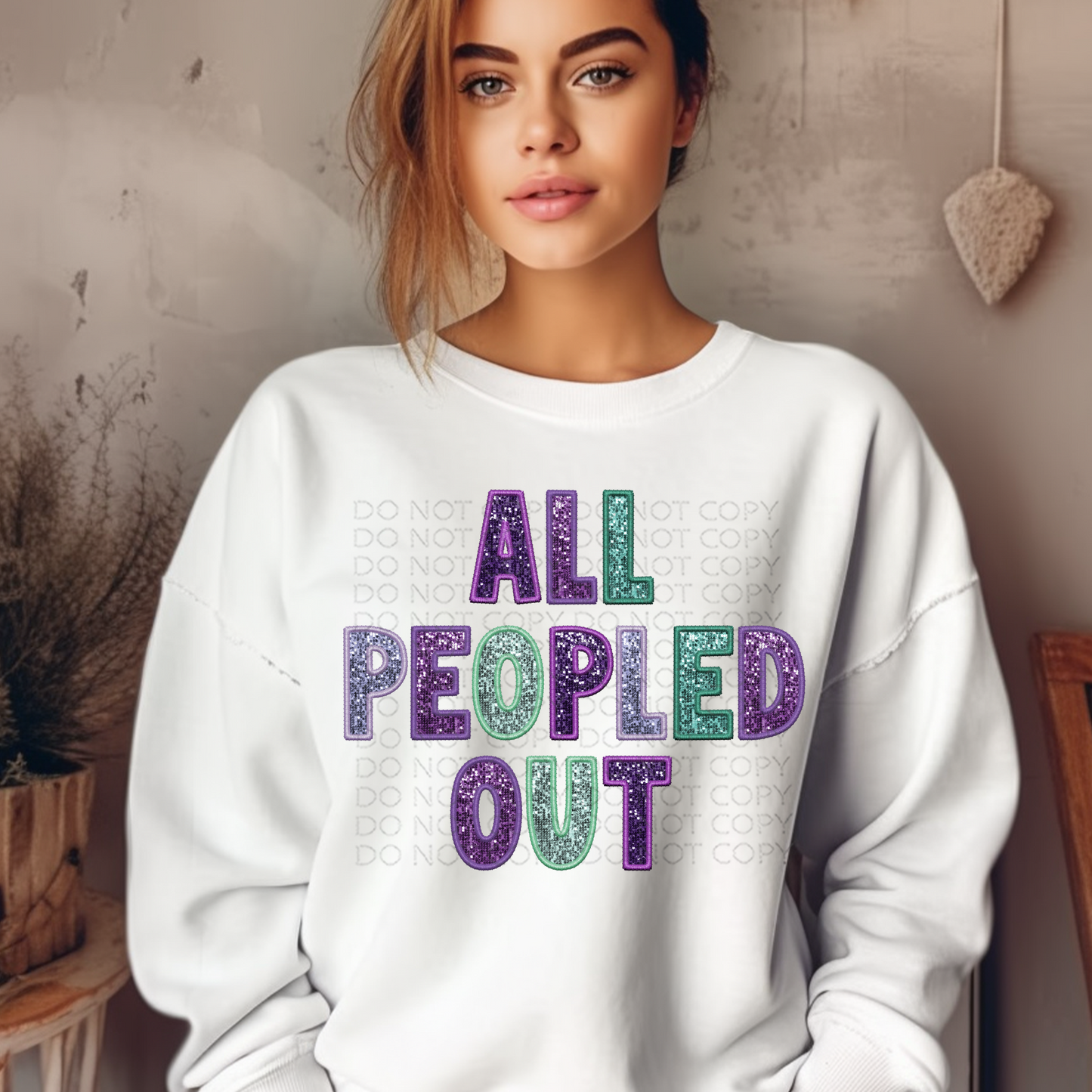 All Peopled Out Faux Embroidery and Sparkles **EXCLUSIVE** DTF & Sublimation Transfer