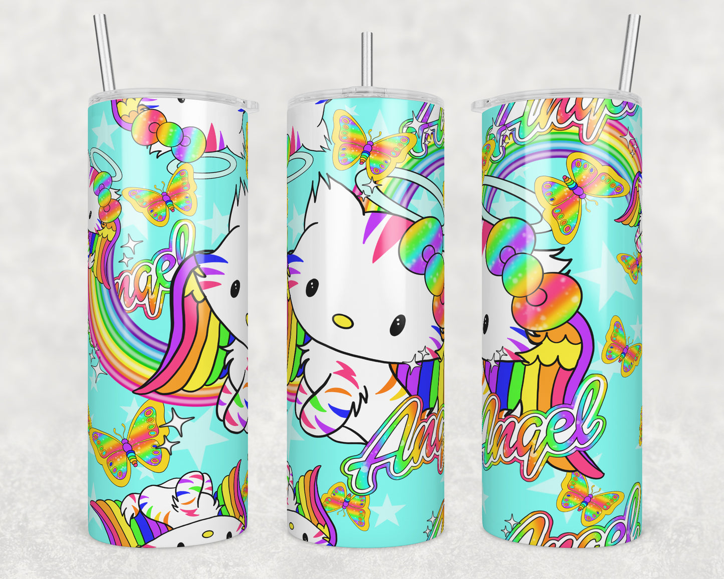 Angel Kitty (matches shirt) Sublimation Transfer Tumbler Wrap 20oz (read description)