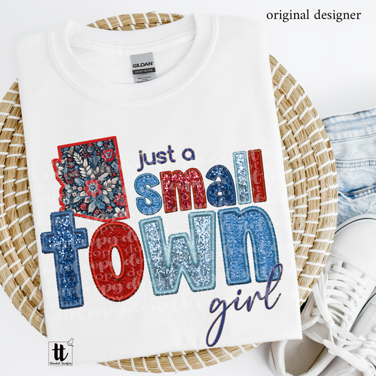 Arizona Small Town **EXCLUSIVE** Faux Embroidery, Chenille, & Sparkles DTF & Sublimation Transfer