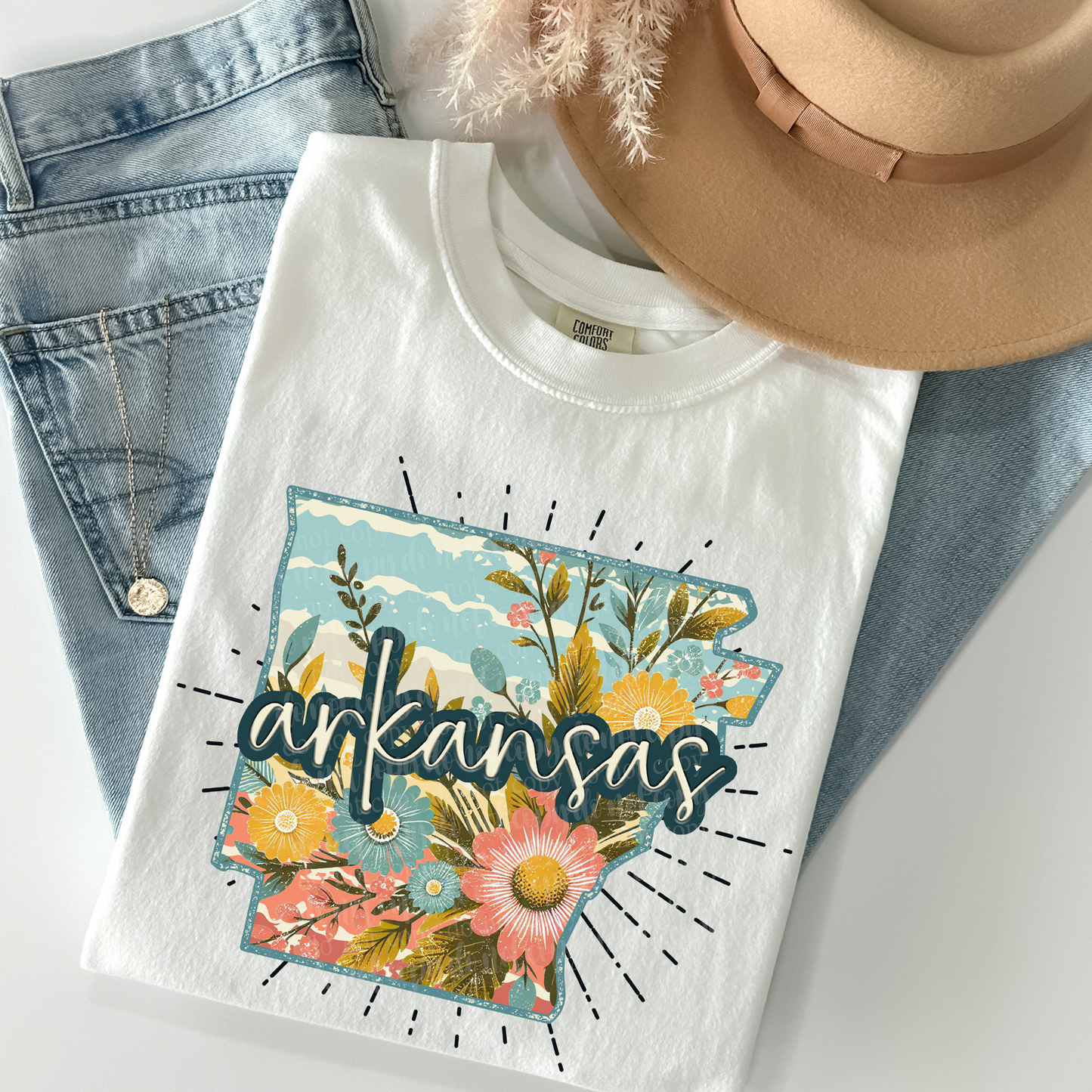 Arkansas Retro Floral DTF & Sublimation Transfer