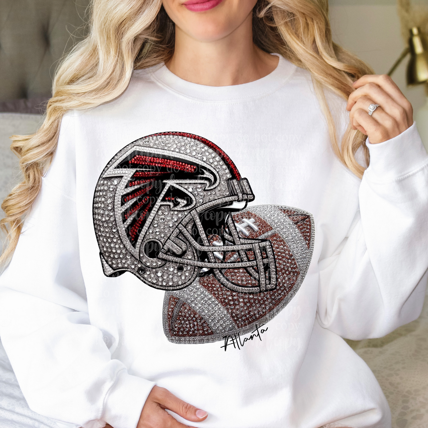 Atlanta Helmet Faux Rhinestone & Faux Embroidery DTF & Sublimation Transfer