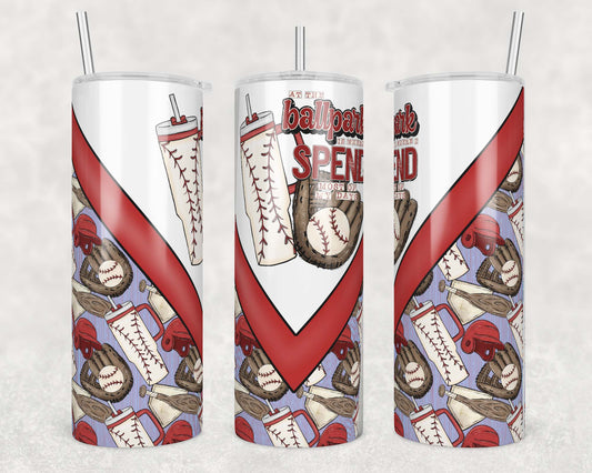 At the Ballpark Baseball (matches shirt) Sublimation Transfer Tumbler Wrap 20oz (read description)