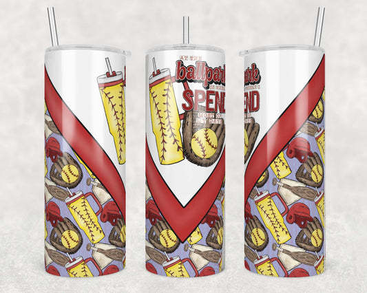 At the Ballpark Softball (matches shirt) Sublimation Transfer Tumbler Wrap 20oz (read description)