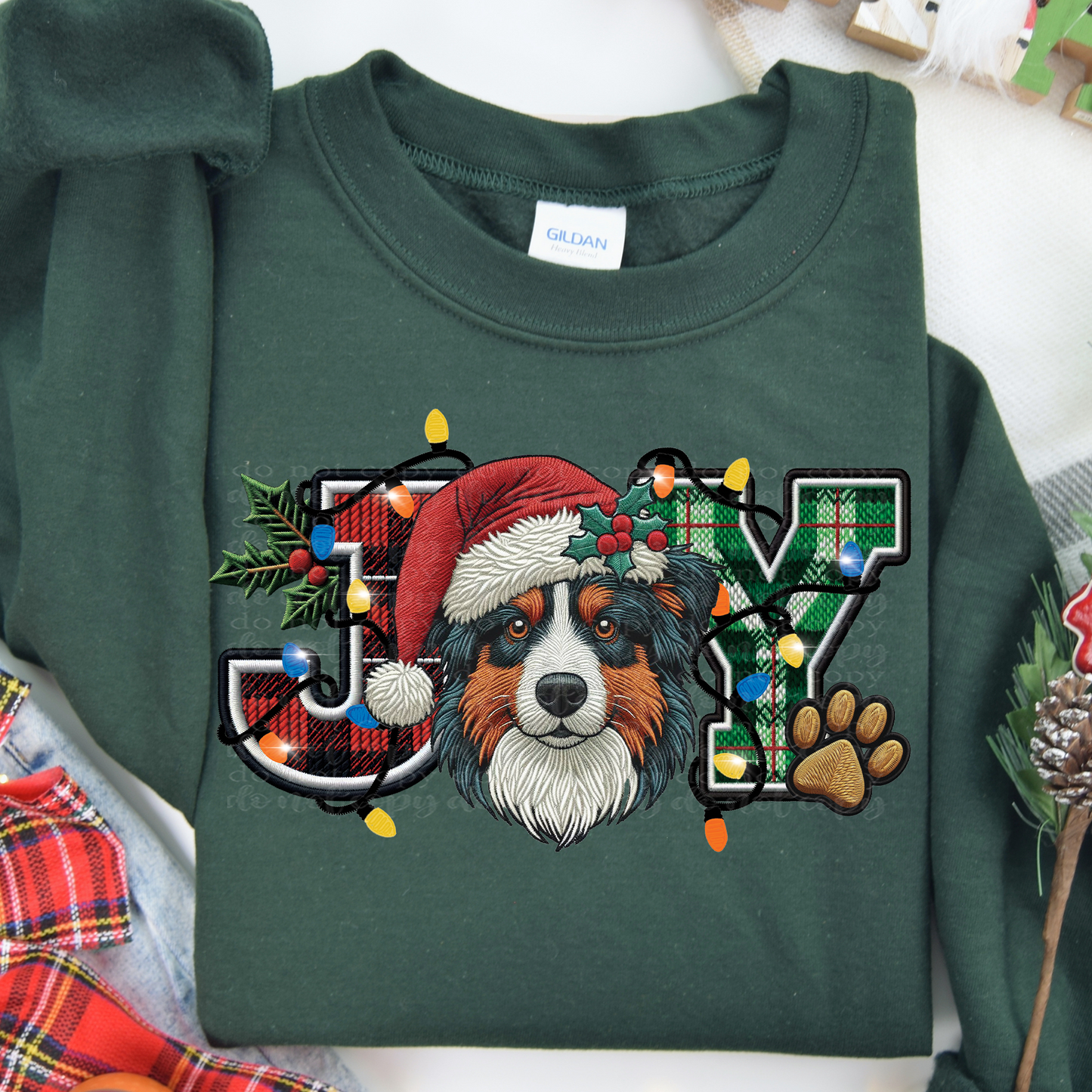 Australian Shepherd Joy Faux Embroidery DTF & Sublimation Transfer