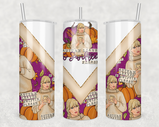 Autumn Leaves, Please (Matches Shirt) Sublimation Transfer Tumbler Wrap 20oz (read description)