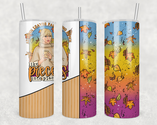 Pieces of Autumn (Matches Shirt) Sublimation Transfer Tumbler Wrap 20oz (read description)