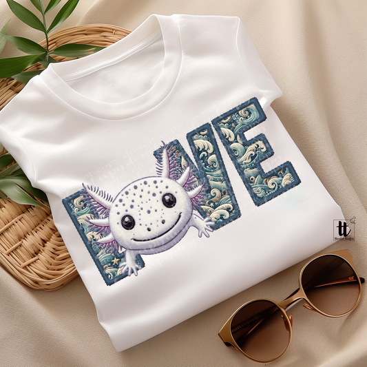 Axolotl Love **EXCLUSIVE** Faux Embroidery DTF & Sublimation Transfer