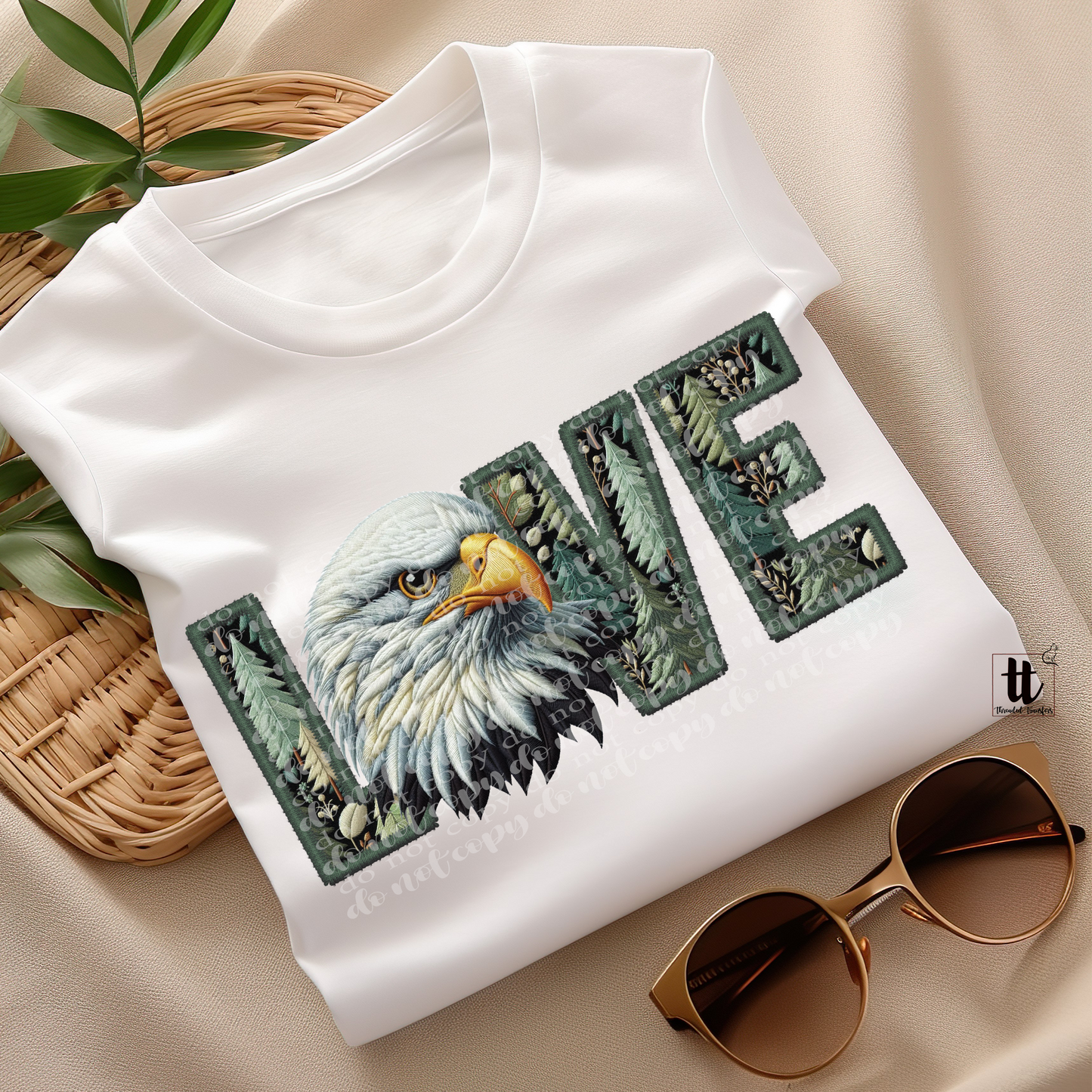 Bald Eagle Love **EXCLUSIVE** Faux Embroidery DTF & Sublimation Transfer