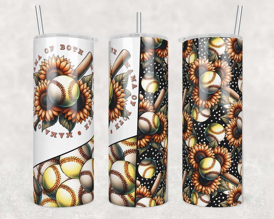 Baseball and Softball Mama Sunflower (matches shirt) Sublimation Transfer Tumbler Wrap 20oz (read description)