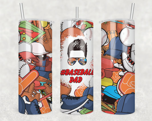 Baseball Dad Sublimation Transfer Tumbler Wrap 20oz (read description)