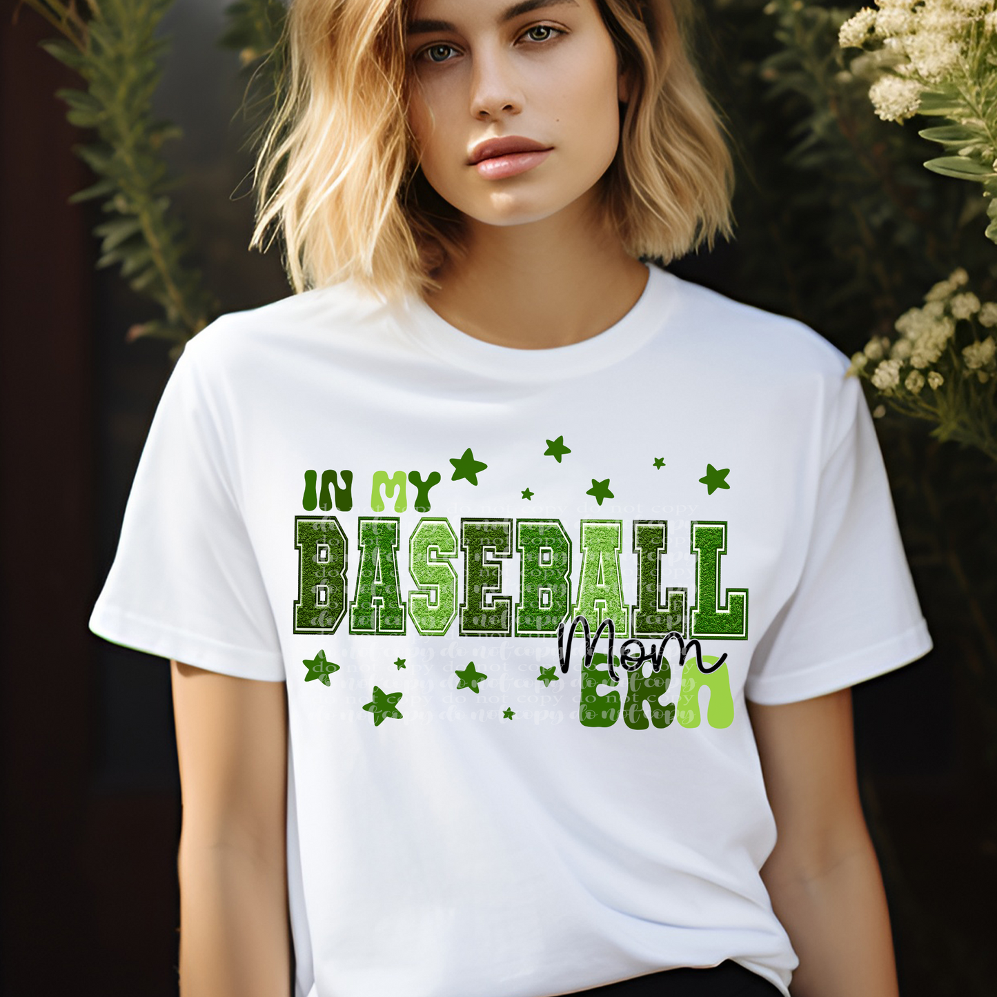 Baseball Mom Era Green Faux Chenille DTF & Sublimation Transfer