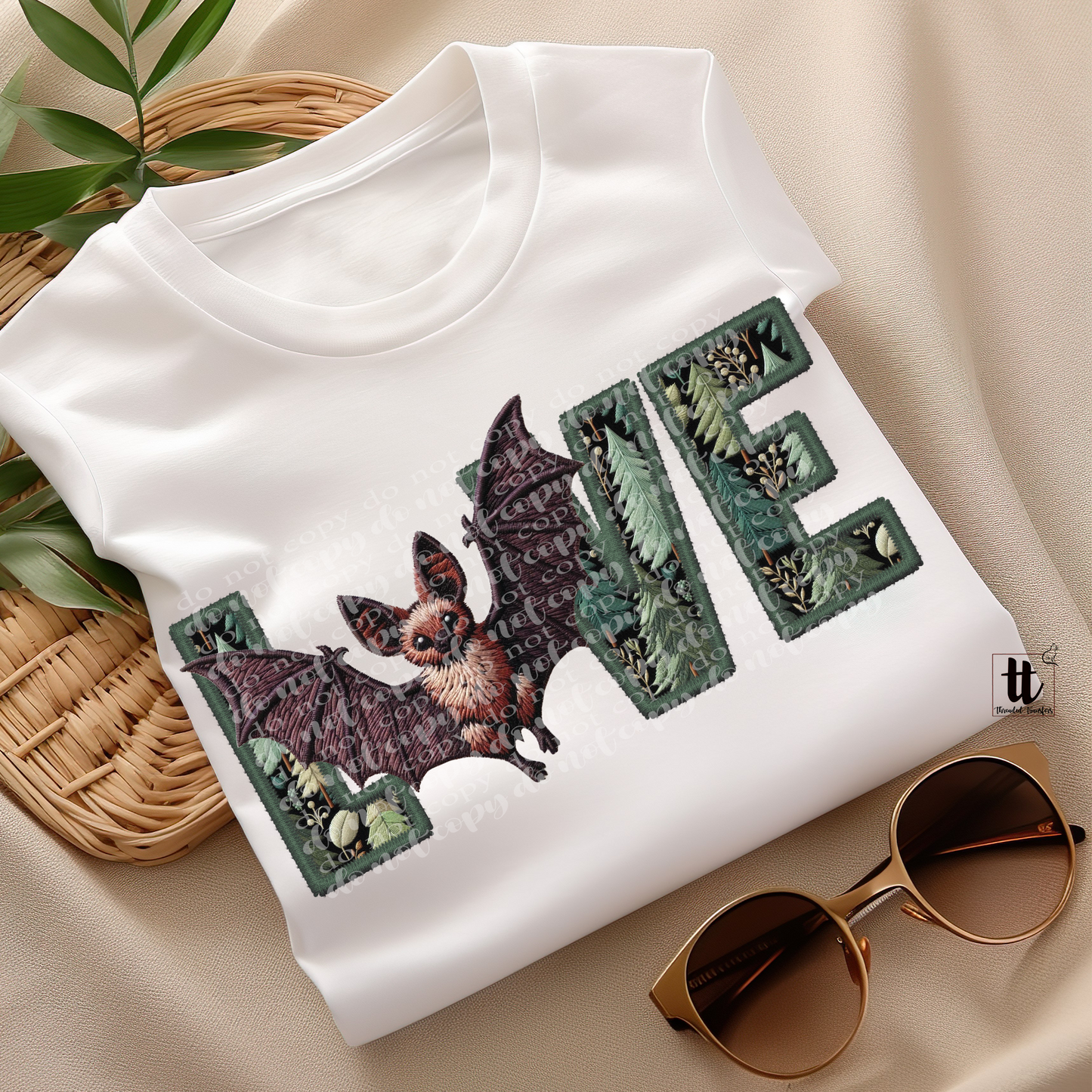 Bat Love **EXCLUSIVE** Faux Embroidery DTF & Sublimation Transfer