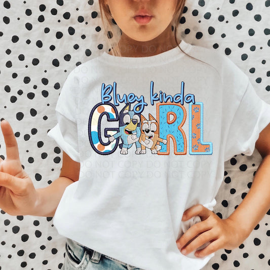 B Dog Girl Faux Embroidery DTF & Sublimation Transfer