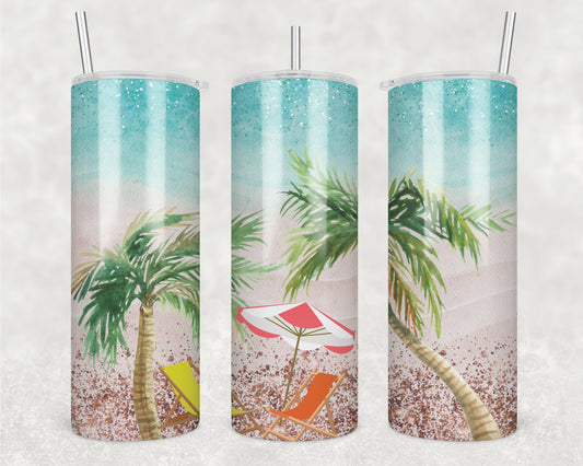 Beach Chairs Sublimation Transfer Tumbler Wrap 20oz (read description)