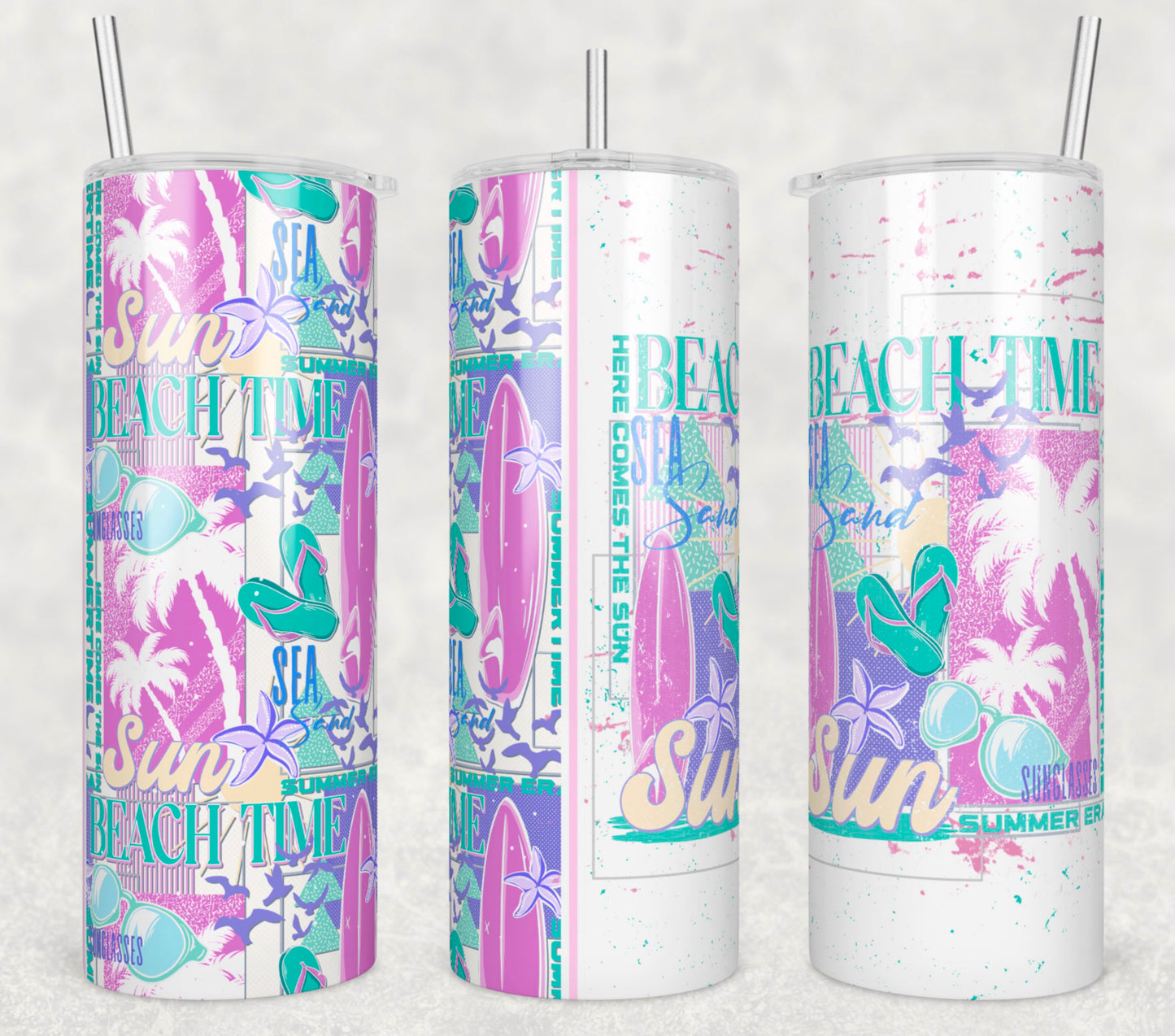 Beach Time Sun (matches shirt) Sublimation Transfer Tumbler Wrap 20oz (read description)