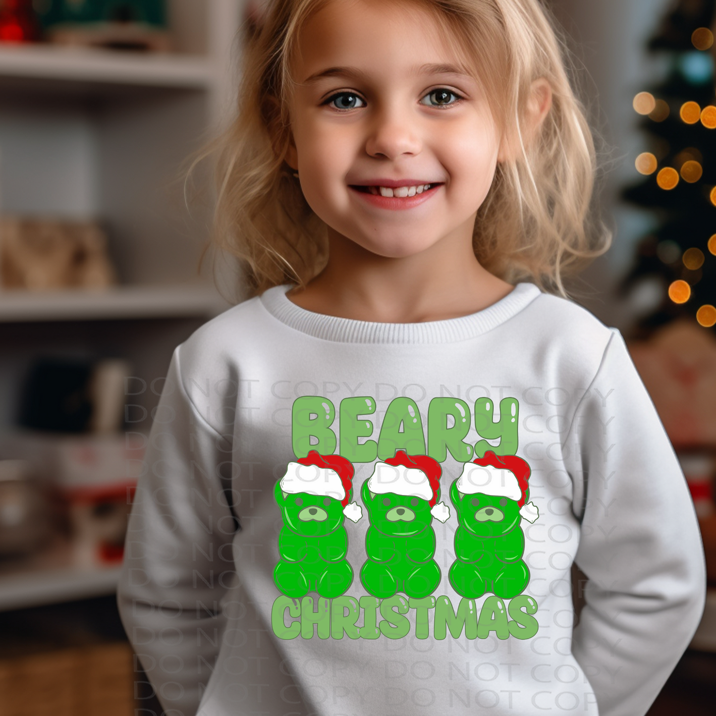 Green Beary Christmas DTF & Sublimation Transfer