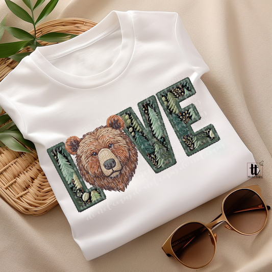 Bear Love **EXCLUSIVE** Faux Embroidery DTF & Sublimation Transfer