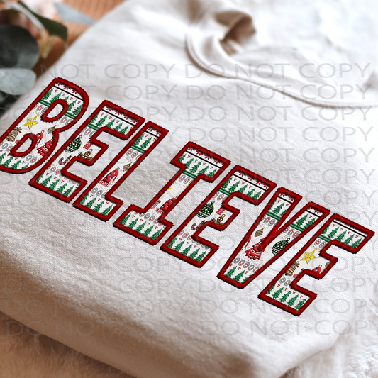 Believe **EXCLUSIVE** Faux 3D Puffy Look and Embroidery DTF & Sublimation Transfer