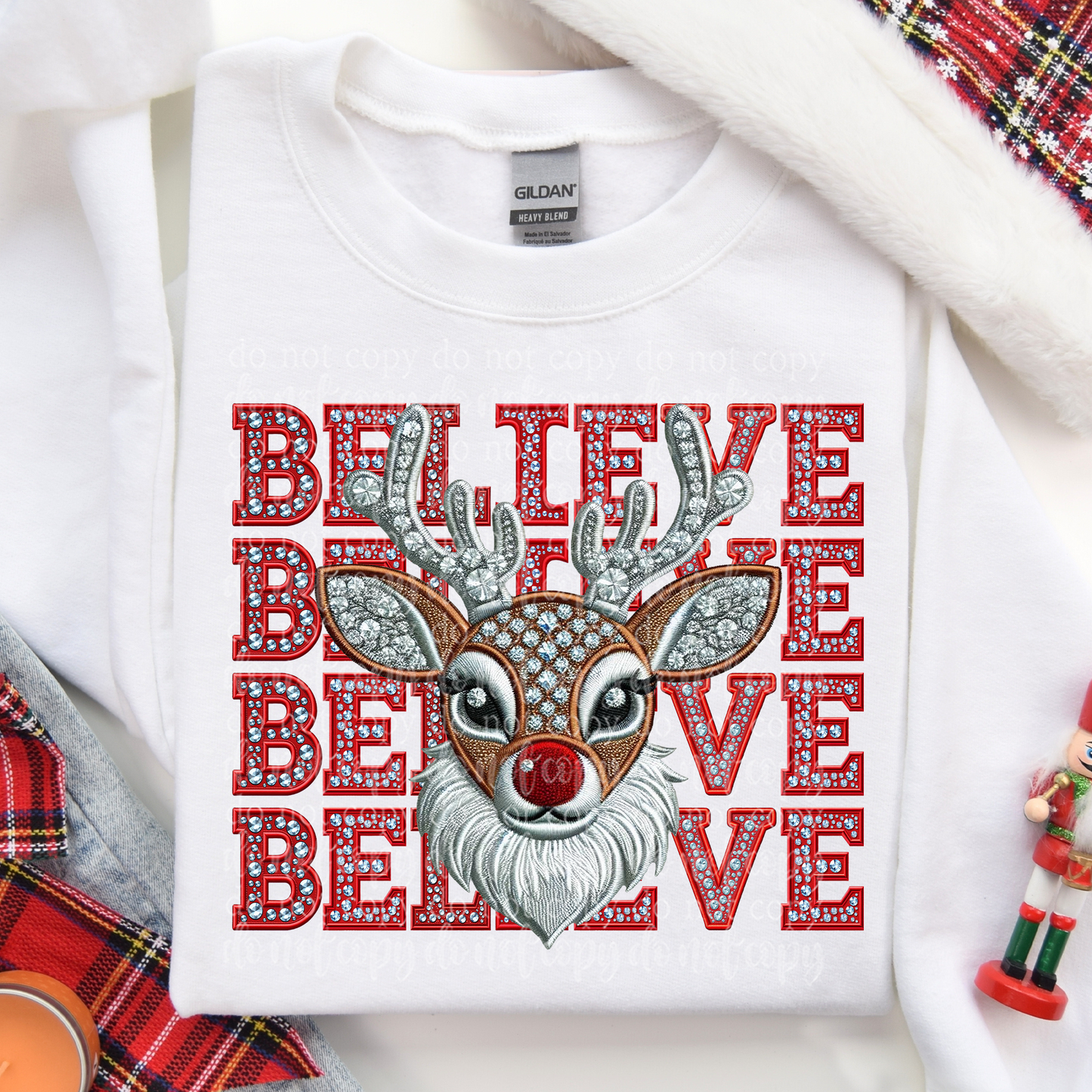 Believe Faux Rhinestone & Faux Embroidery DTF & Sublimation Transfer