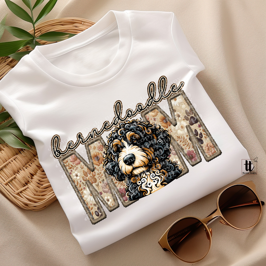 Bernedoodle Mom **EXCLUSIVE** Faux Embroidery & Faux Sparkle DTF & Sublimation Transfer