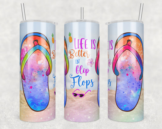 Better in Flip Flops Sublimation Transfer Tumbler Wrap 20oz (read description)