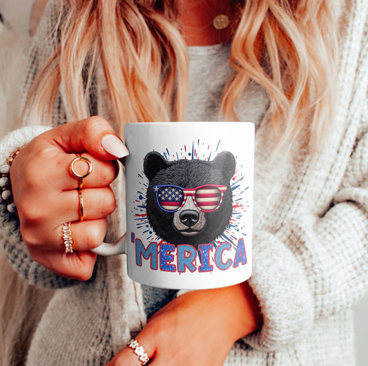 Black Bear 'Merica (matches shirt) UV DTF Transfer