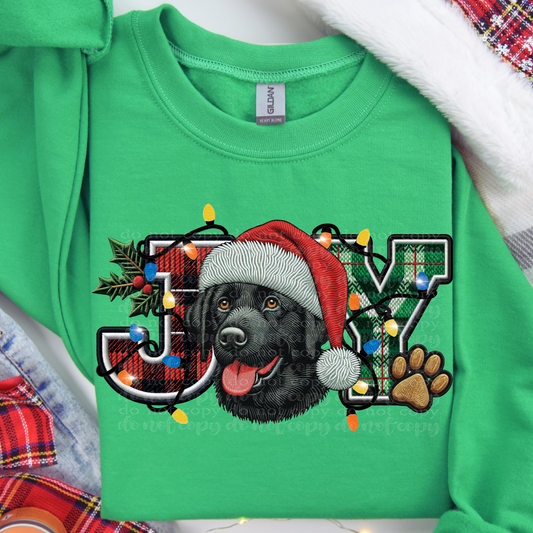 Black Labrador Retriever Joy Faux Embroidery DTF & Sublimation Transfer