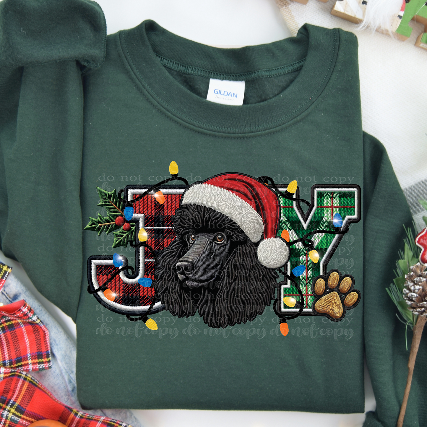 Black Poodle Joy Faux Embroidery DTF & Sublimation Transfer