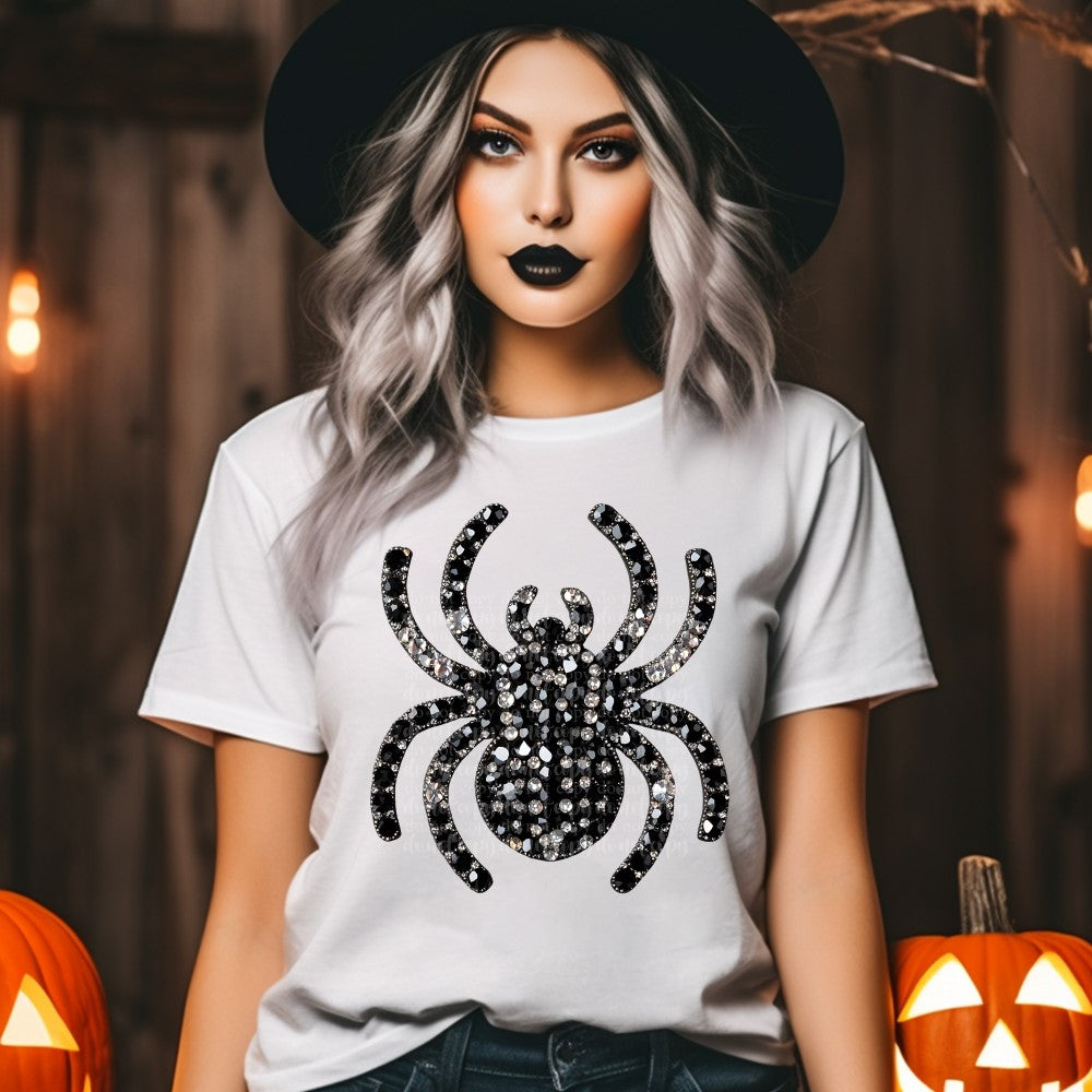 Black Spider Faux Rhinestone DTF & Sublimation Transfer