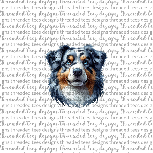 Australian Shepherd- Blue Merle Wrist/Pocket (matches shirt) DTF & Sublimation Transfer