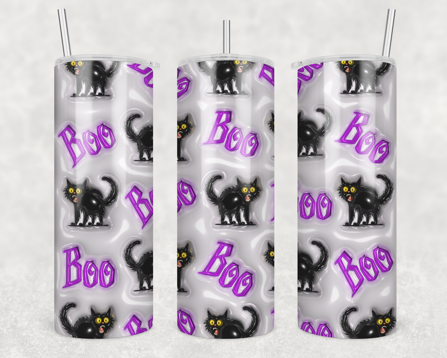 Boo Cats  3D Look Sublimation Transfer Tumbler Wrap 20oz (read description)