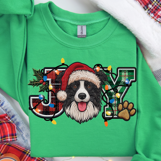 Border Collie Joy Faux Embroidery DTF & Sublimation Transfer