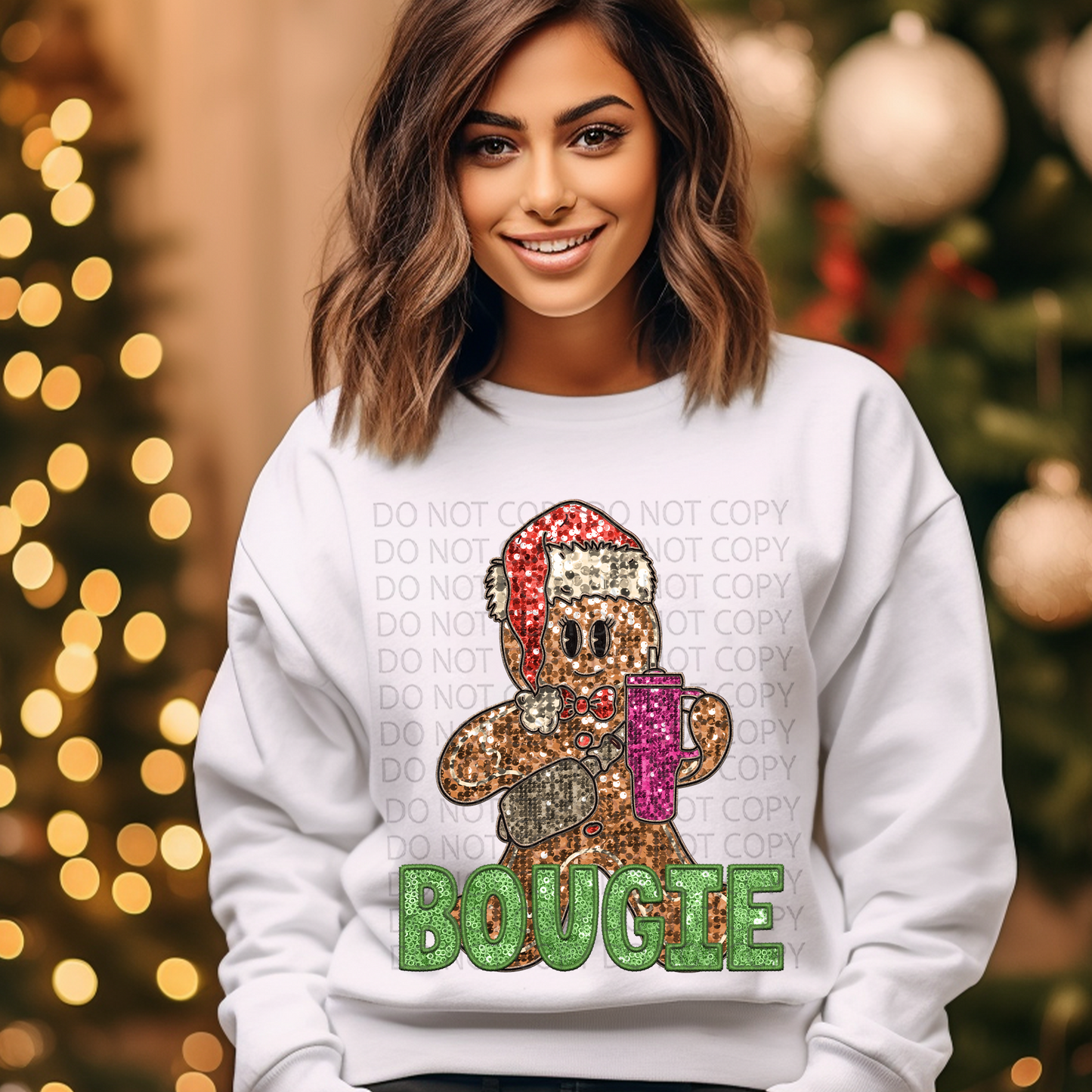 Bougie Gingerbread **EXCLUSIVE** Faux Embroidery and Sparkles DTF & Sublimation Transfer