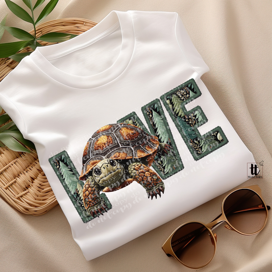 Box Turtle Love **EXCLUSIVE** Faux Embroidery DTF & Sublimation Transfer