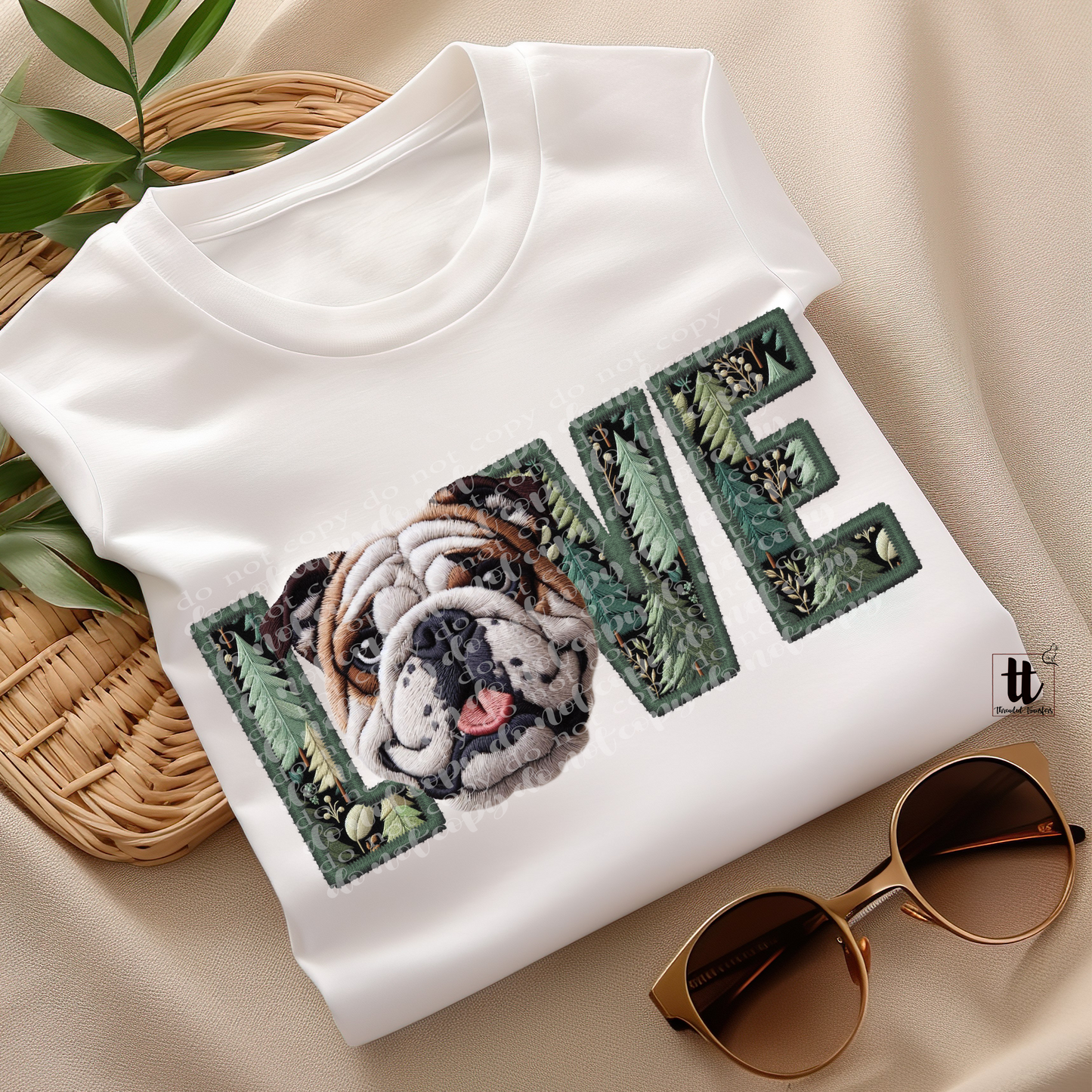 Bulldog Love **EXCLUSIVE** Faux Embroidery DTF & Sublimation Transfer