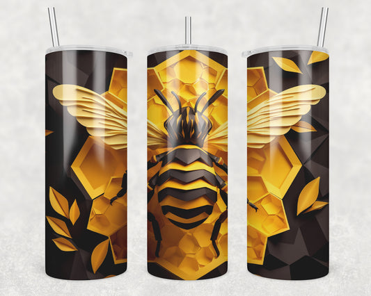 3D Bumble Bee Comb Sublimation Transfer Tumbler Wrap 20oz (read description)