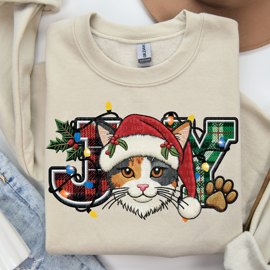 Calico Cat Joy Faux Embroidery DTF & Sublimation Transfer