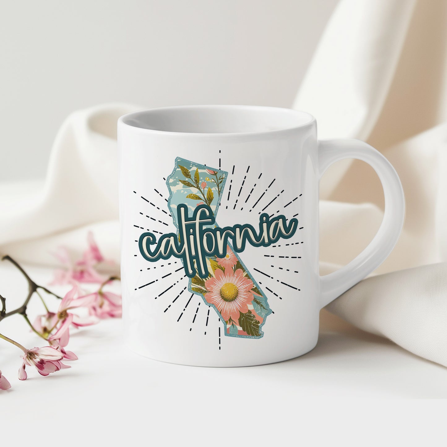 California Retro Floral (matches shirt) UV DTF Transfer