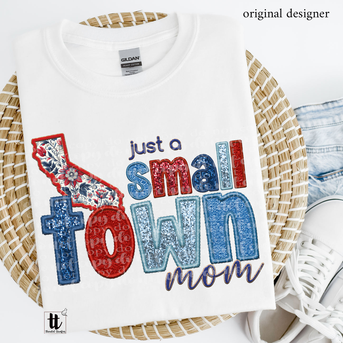 California Small Town **EXCLUSIVE** Faux Embroidery, Chenille, & Sparkles DTF & Sublimation Transfer